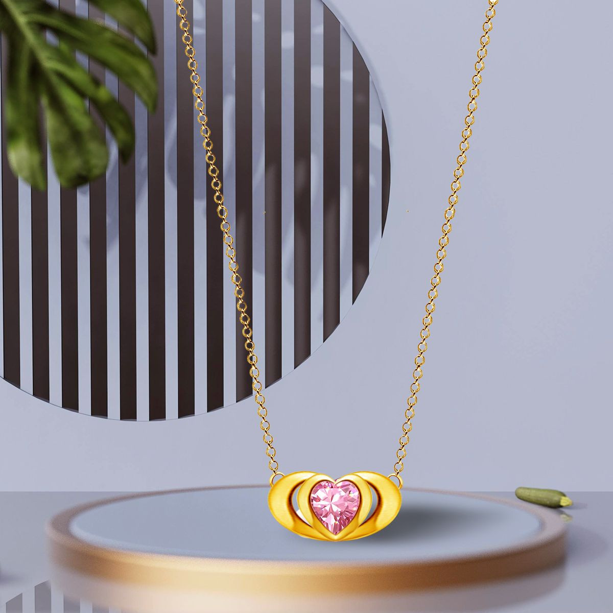 Emma Manor 18k Gold Plated Mini Double Love Heart Pendant Necklace for Women