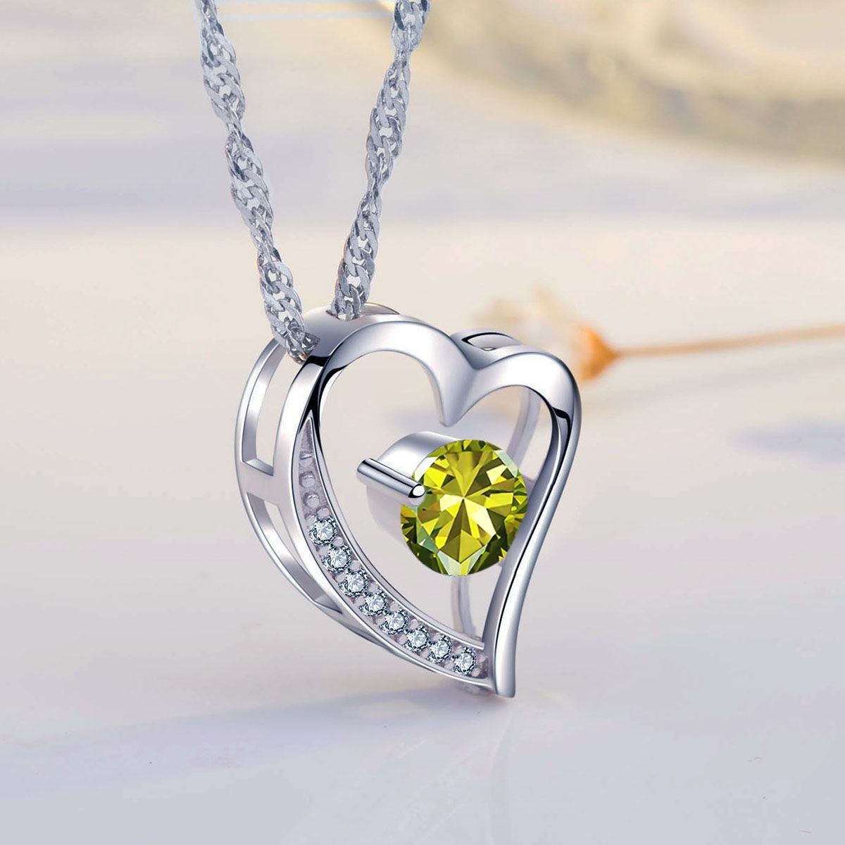 Emma Manor Heart Necklace 14K White Gold Plated Round Cut Cubic Zirconia Forever Lover Heart Pendant Necklace for Women Girls