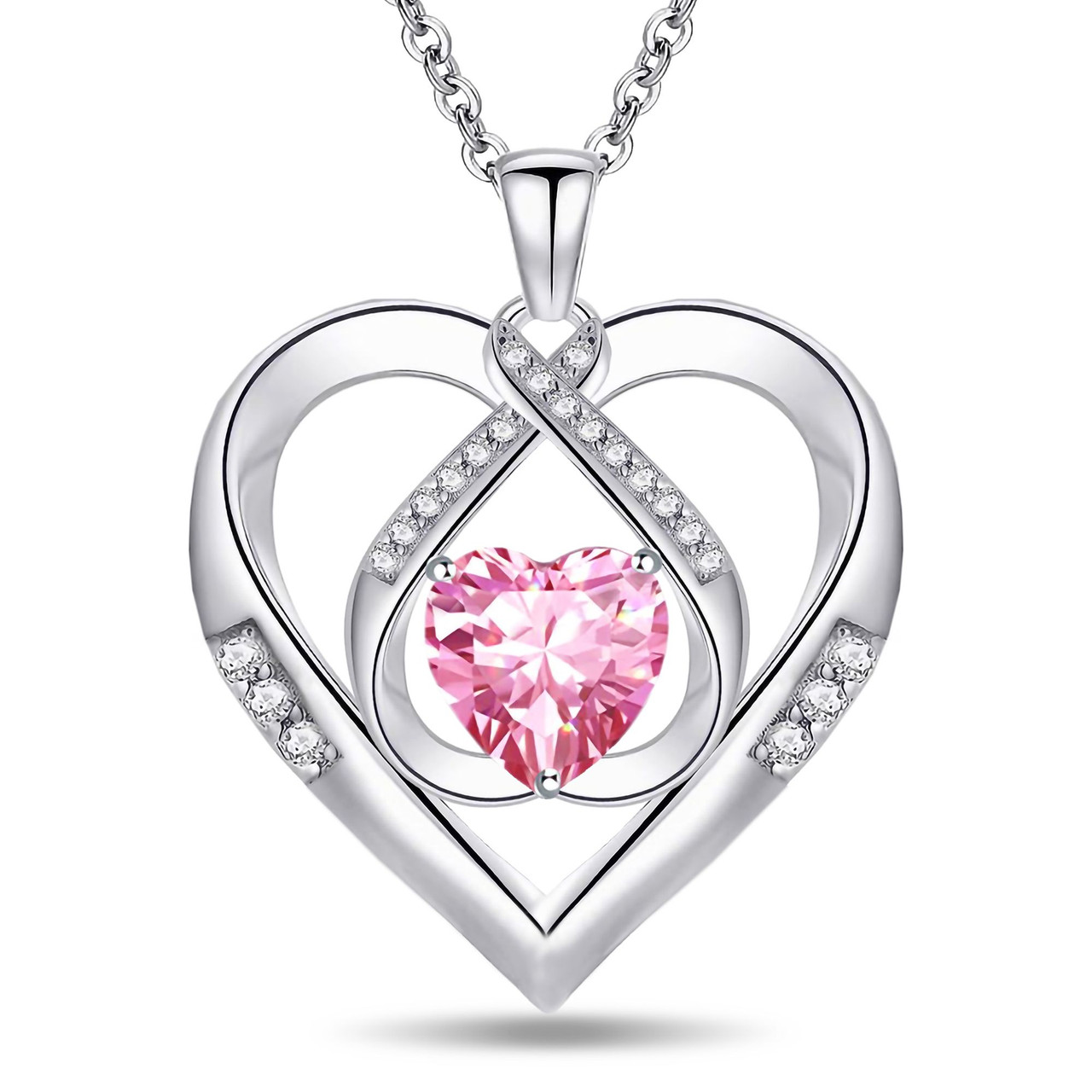 Emma Manor 925 Sterling Silver 5A Heart CZ Diamond Triple Heart Pendant Necklace for Women
