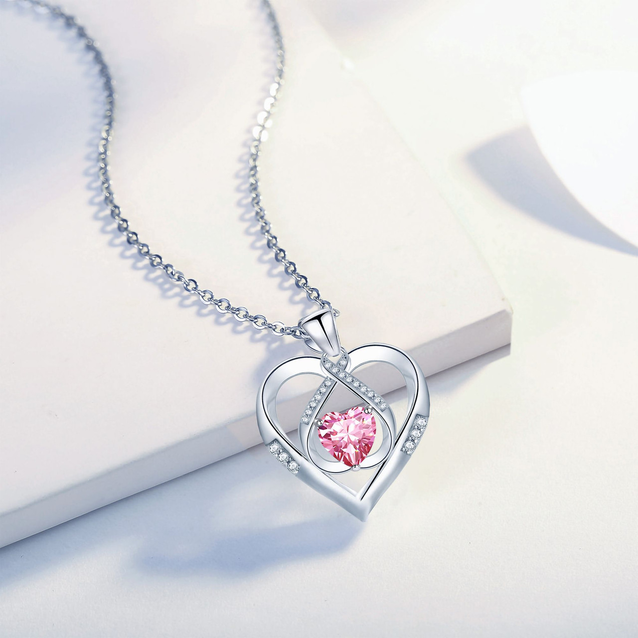 Emma Manor 925 Sterling Silver 5A Heart CZ Diamond Triple Heart Pendant Necklace for Women