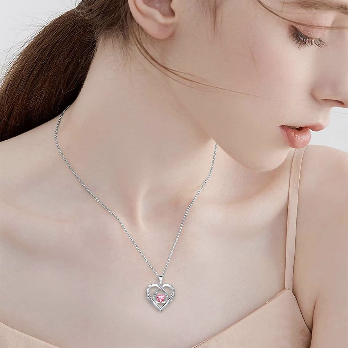 Emma Manor 925 Sterling Silver 5A Heart CZ Diamond Triple Heart Pendant Necklace for Women
