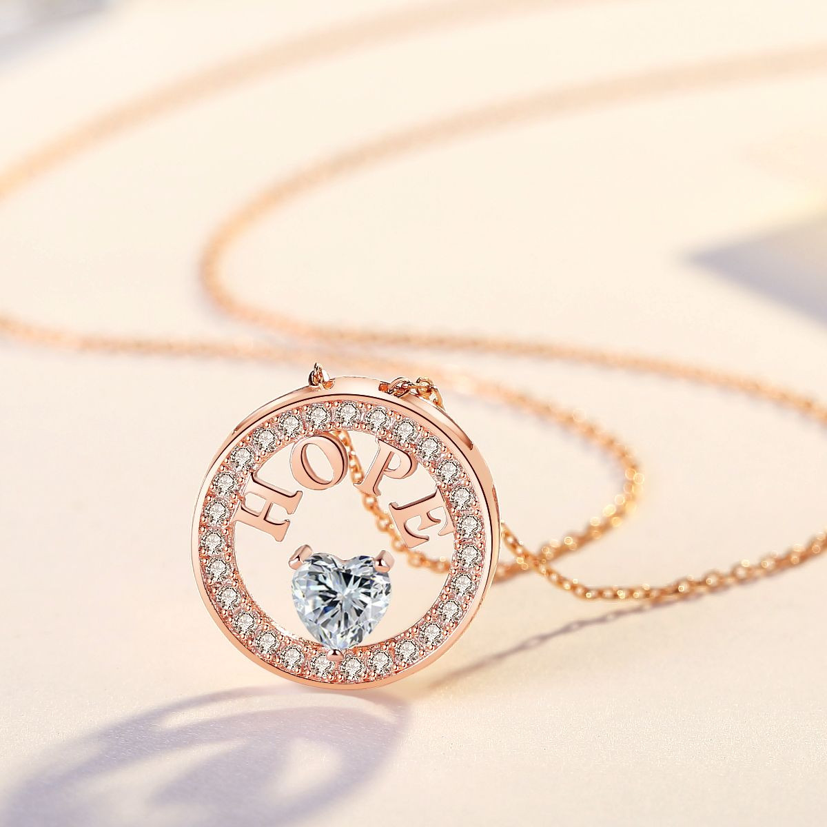 Necklace for Women 18k Gold Plated 925 Silver 5A Cubic Zirconia Hope Pendant Necklace