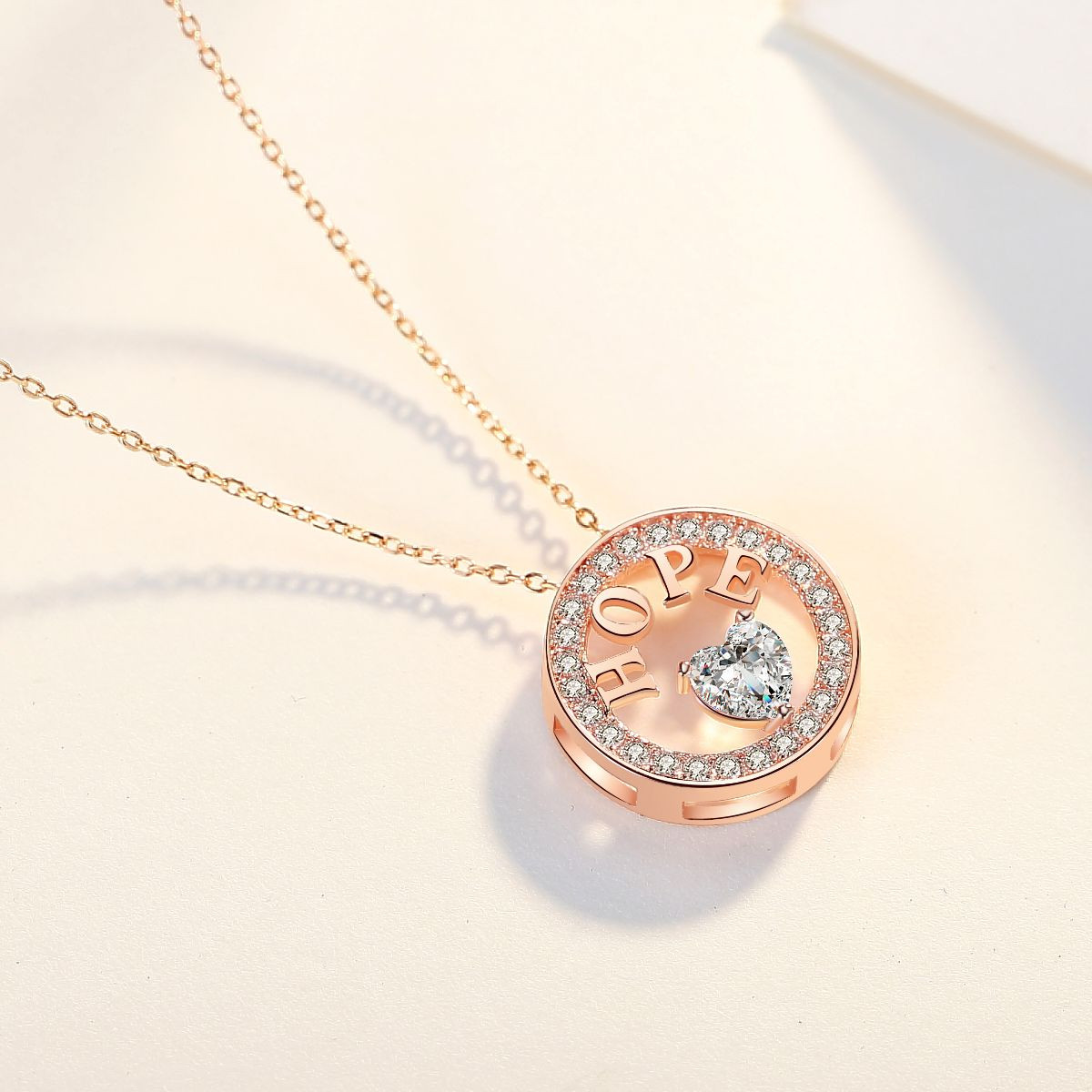 Necklace for Women 18k Gold Plated 925 Silver 5A Cubic Zirconia Hope Pendant Necklace