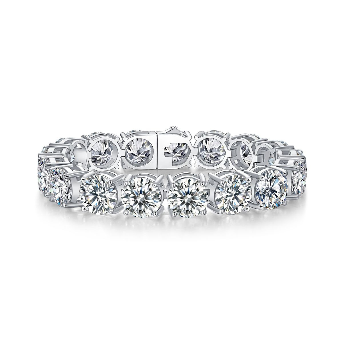 Half-summer brilliance - Made of morganite, 925 sterling silver and platinum-plated diamonds, it is a fashionable jewelry bracelet and a luxurious silver accessory.