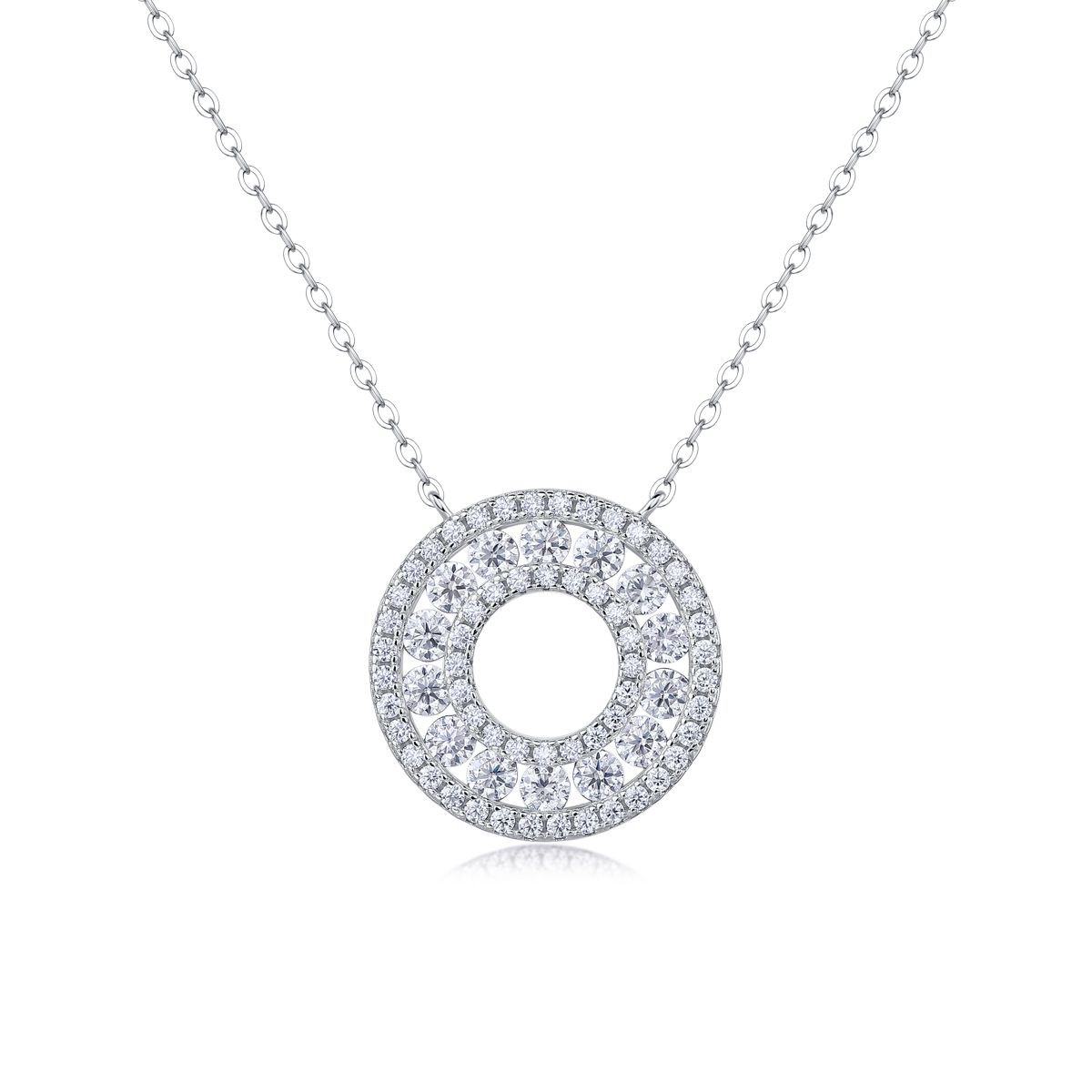 Revolv - A fashionable and popular jewelry necklace pendant set, featuring Monnes stone, made of 925 silver and plated with platinum and diamonds.