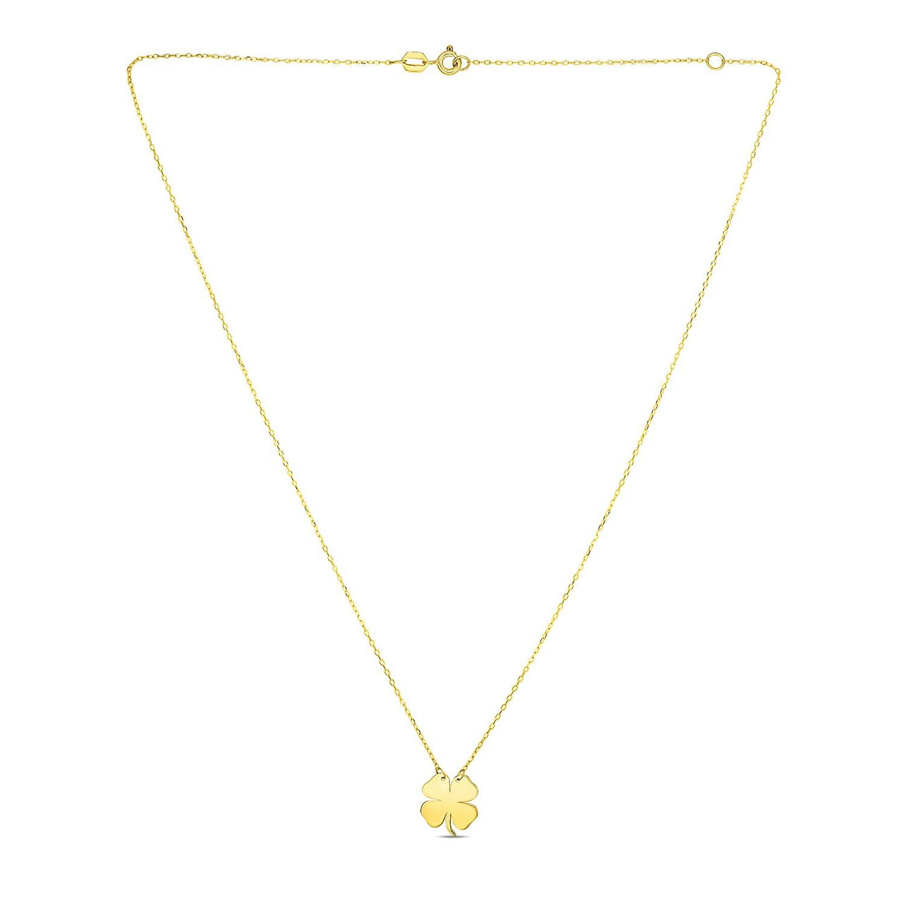 14K Yellow Gold Four Leaf Clover Necklace