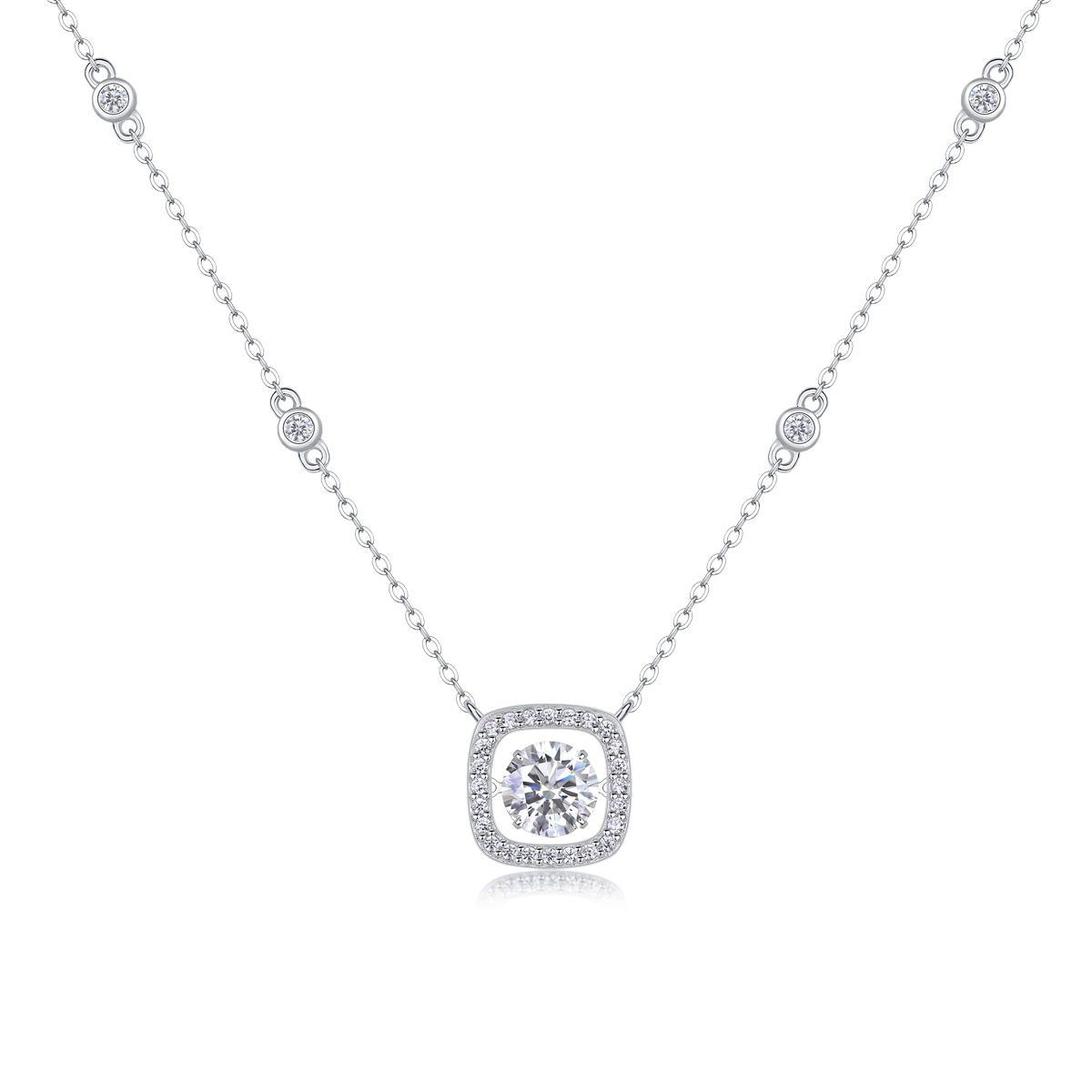 Sweet - A fashionable and popular jewelry necklace pendant set, featuring Monnes stone, made of 925 silver and plated with platinum diamonds.