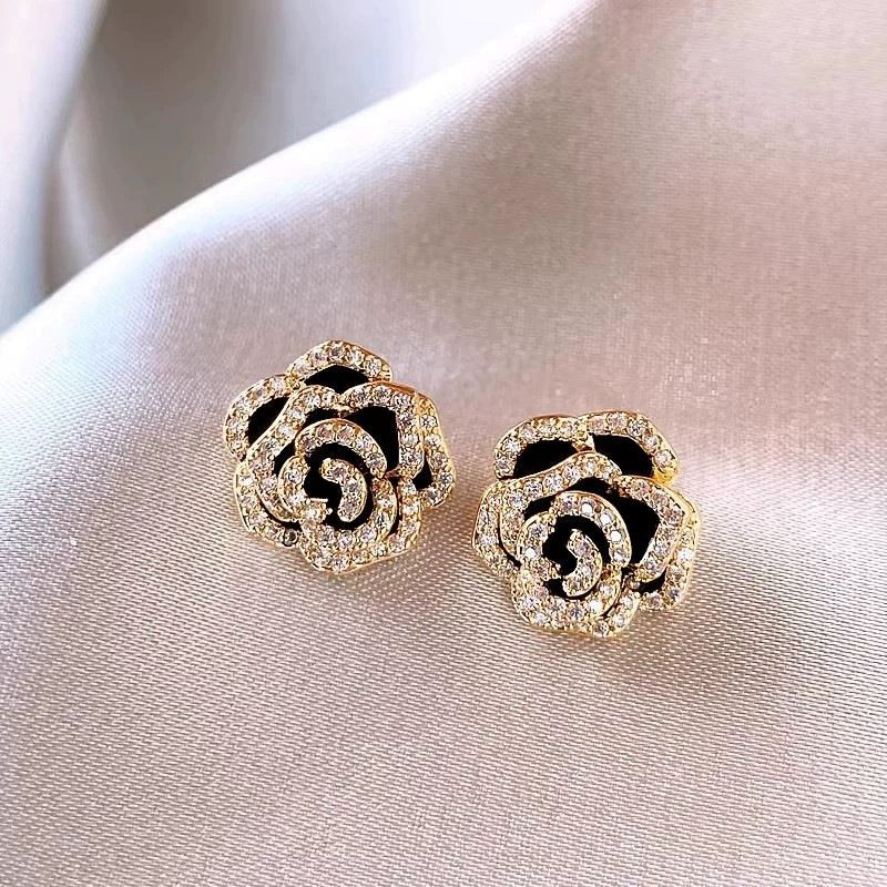 Elegant Black Enamel Square Pearl Drop Earrings for Women, 4Pcs Princess Cut Cubic Zirconia Sparkling Dangle Earrings, Luxury Vintage Formal Wedding Party Jewelry Gift