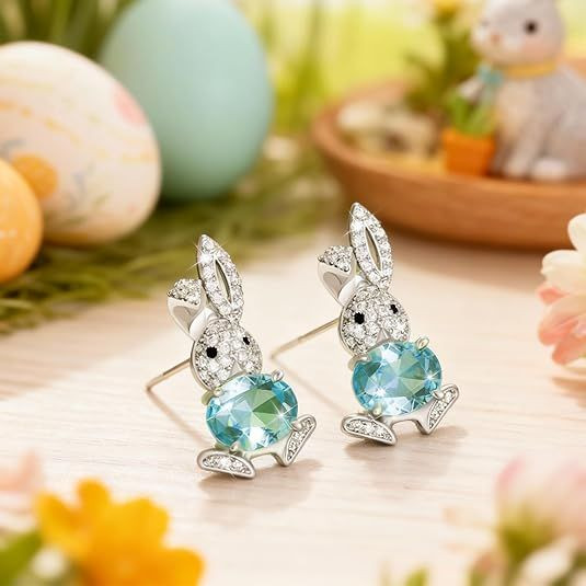 Easter Earrings Christian Easter Basket Stuffers Sparkly Bunny Earrings Jewelry Outfit for Women Ear Jacket Earrings Spring Gifts for Adults