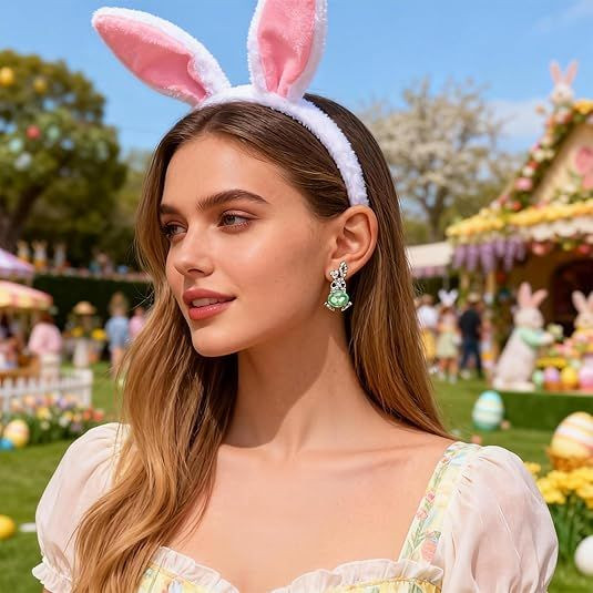 Easter Earrings Christian Easter Basket Stuffers Sparkly Bunny Earrings Jewelry Outfit for Women Ear Jacket Earrings Spring Gifts for Adults