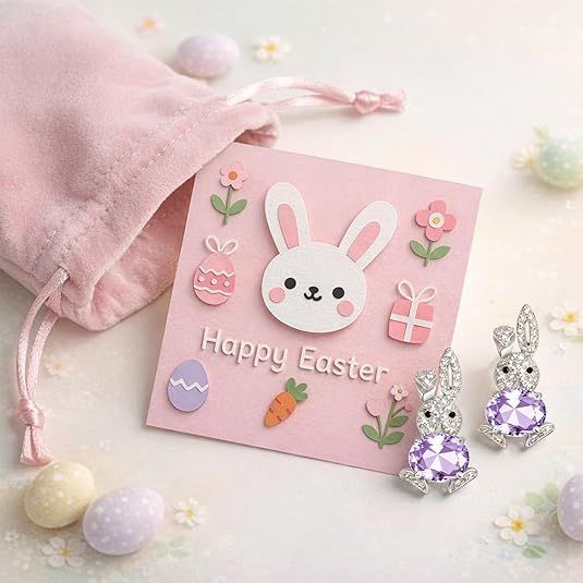 Easter Earrings Christian Easter Basket Stuffers Sparkly Bunny Earrings Jewelry Outfit for Women Ear Jacket Earrings Spring Gifts for Adults