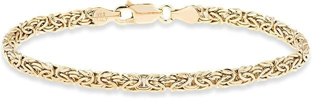 Silver 4mm Byzantine Link Chain Bracelet for Women
