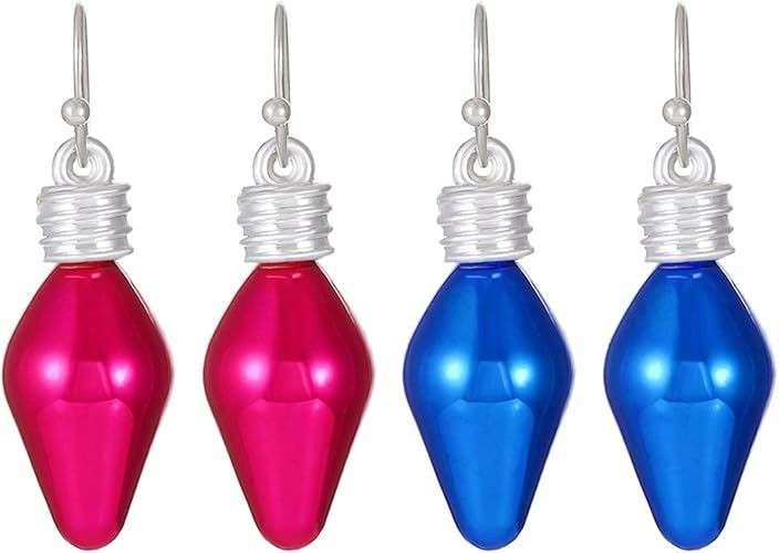 Christmas Crystal Earrings for Women Creative Colorful Light Bulb Santa Claus Sparkly Rhinestone Cubic Zirconia Beaded Dangle Drop Earrings for Xmas Party Festival Holiday Fashion Jewelry Gifts