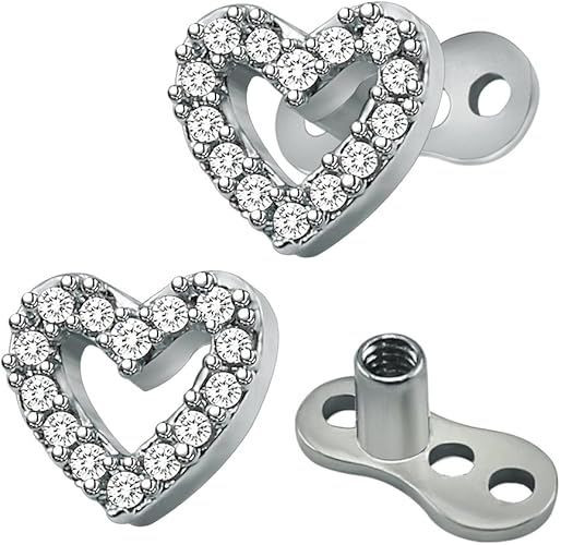 14g Cubic Zirconia Dermal Anchor Tops and Base Surgical Steel Microdermals Body Piercings