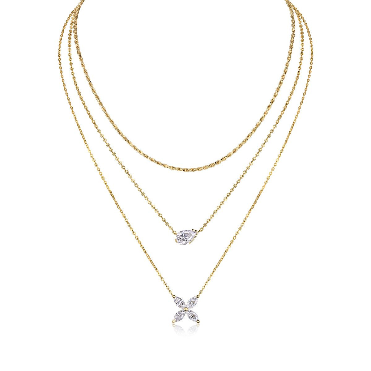 Light and Shadow Trio - A fashionable and popular jewelry necklace pendant set, featuring Monnes stone, made of 925 silver and plated with platinum diamonds