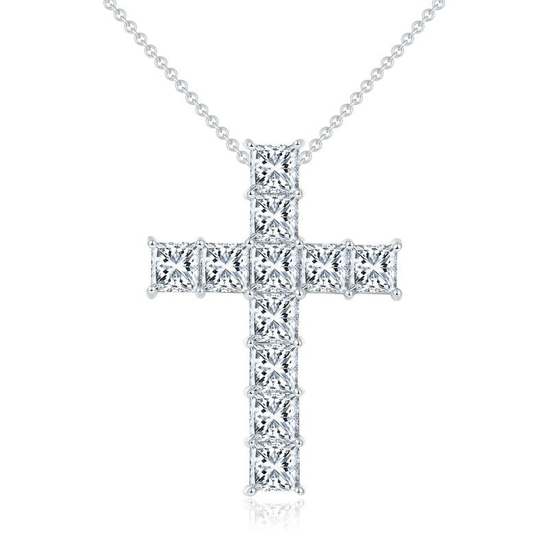 A fashionable and popular jewelry necklace pendant set, featuring Monnes stone, made of 925 silver and plated with platinum diamonds.