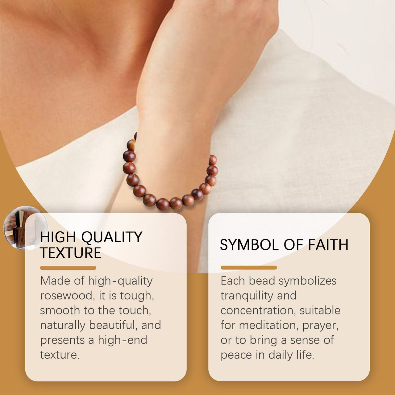 Hoexe Rosewood Bracelet Unisex Everyday Decor With Rosewood Bracelet Beaded