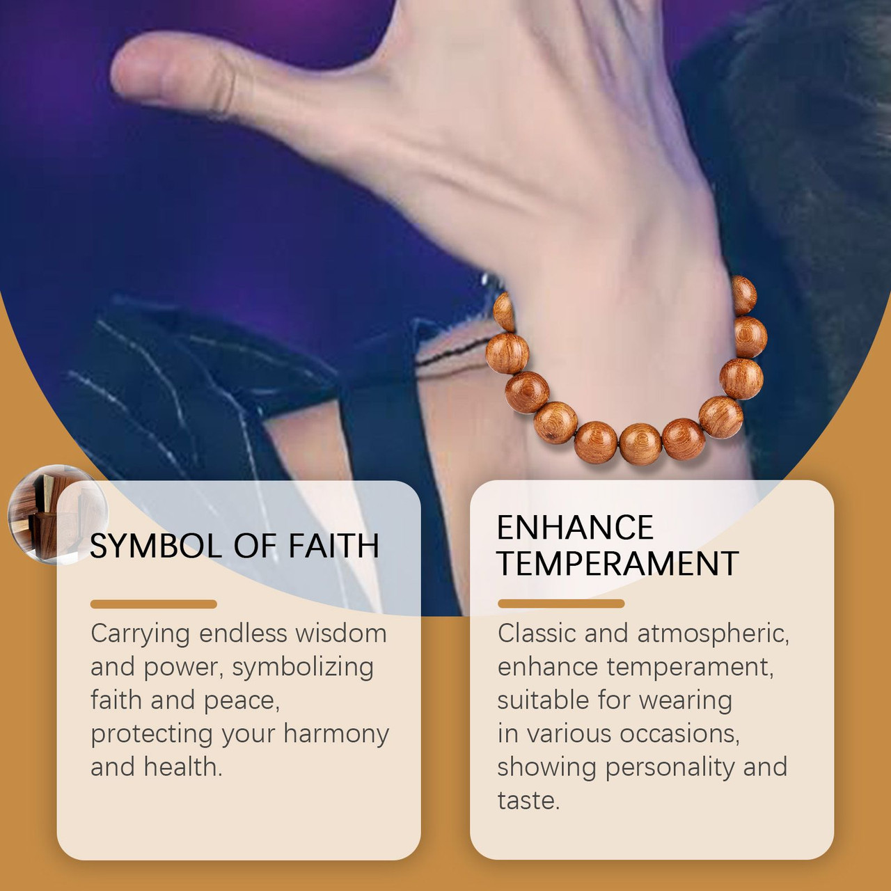 Hoexe Rosewood Buddha Bead Bracelet Daily Simple Fashion Design Bracelet Personality All-In-One Beaded Bracelet