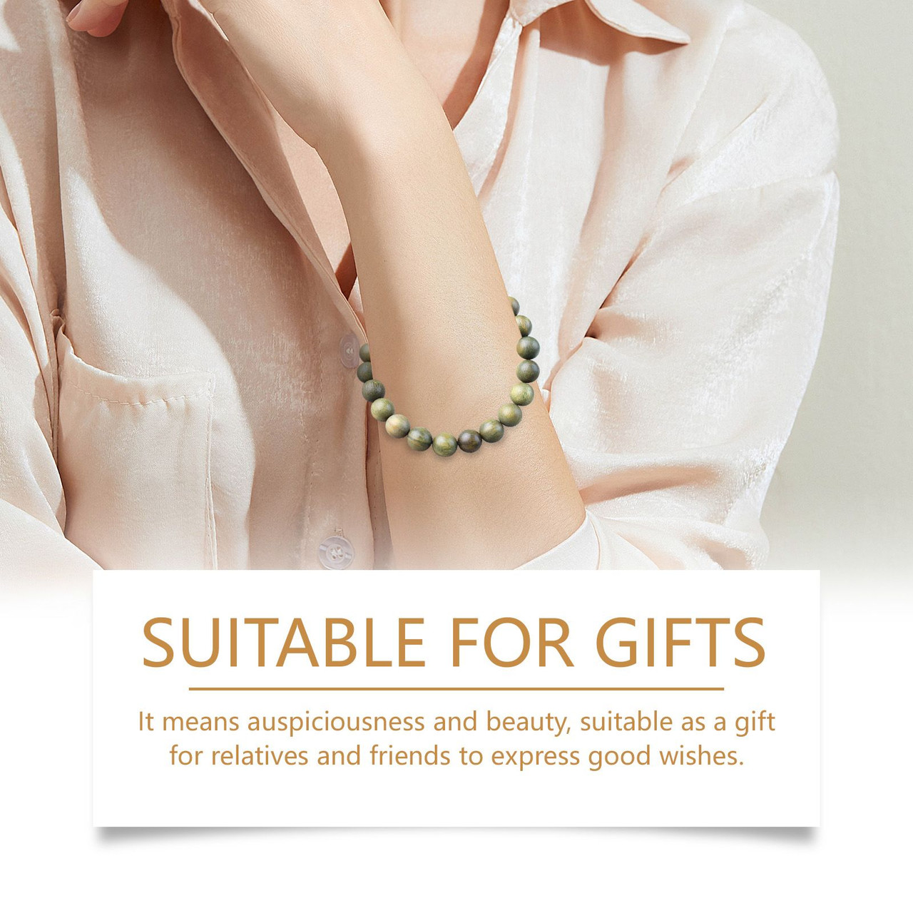 Hoexe Green Sandalwood Bracelet Trend Fashion Elegant Portable Durable Good-Looking Niche Design Bracelet