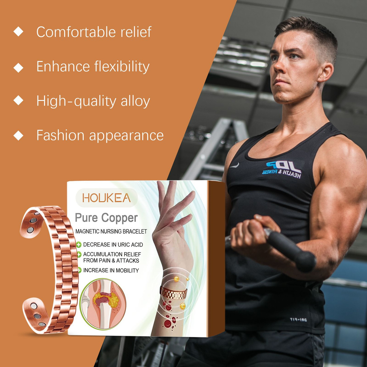 Houkea Men's Bracelet Men's Comfort Lightweight Gentle Care Personality Stylish Decoration Portable Bracelet
