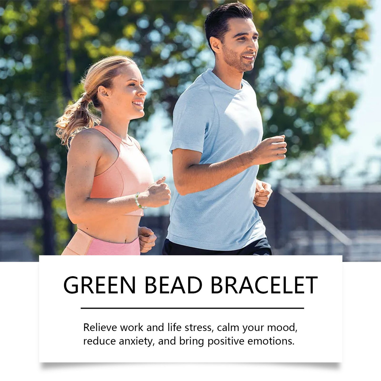 Hoexe Green Beads Bracelet, Men And Women Fashion Convenient Comfort Daily Life Decoration Bracelet