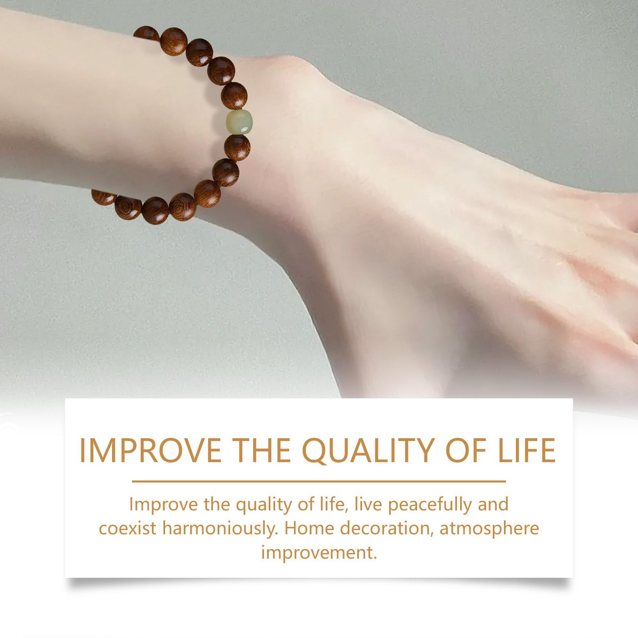 Hoexe Gold Wire Sandalwood Bead String New Chinese Style Simple Minority Sense Ancient Style Style Play Decorative Bracelet