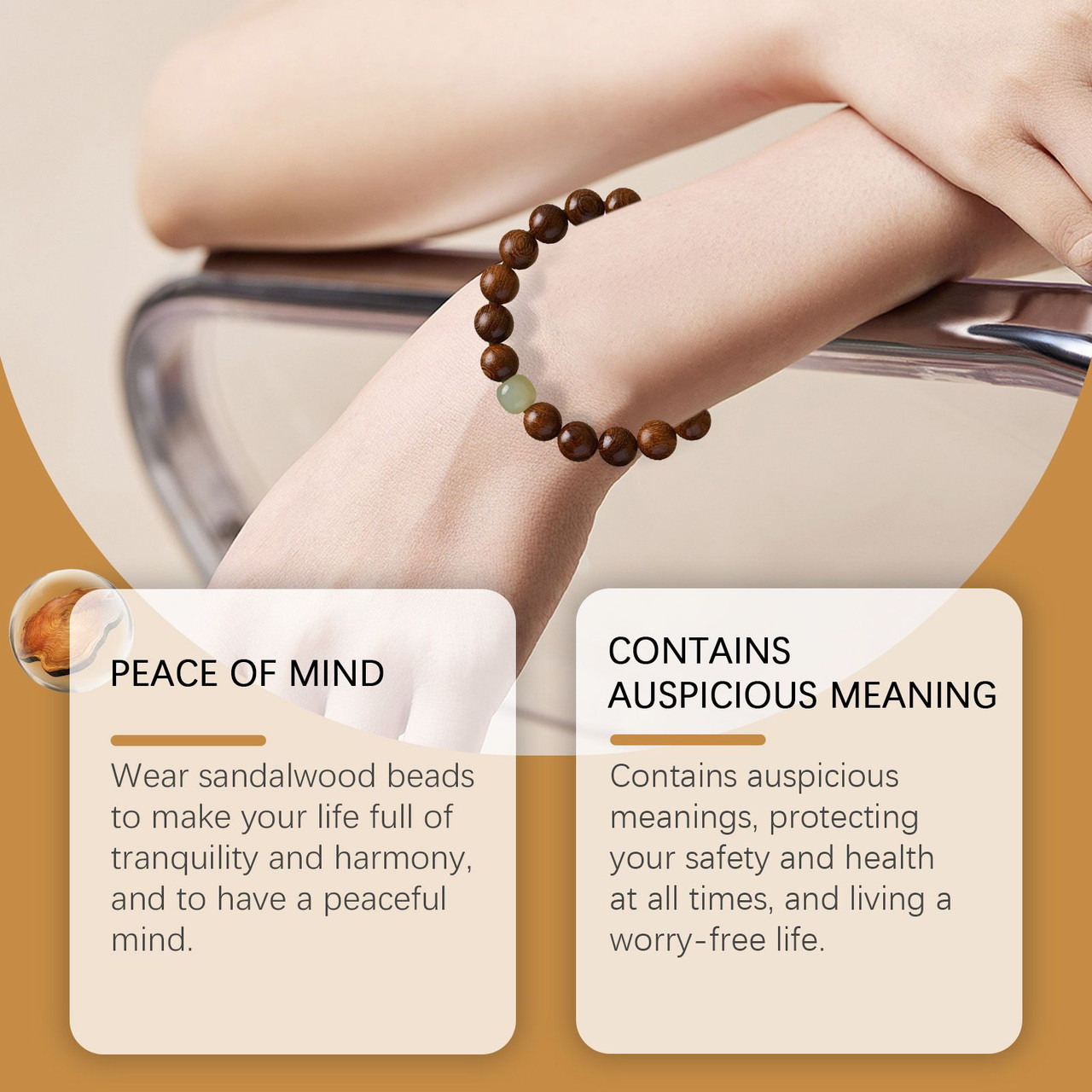 Hoexe Gold Wire Sandalwood Bead String New Chinese Style Simple Minority Sense Ancient Style Style Play Decorative Bracelet
