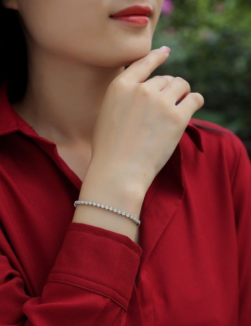 Starry Sky - Fashionable bracelet and Bangle jewelry set with Moissanite S925 sterling silver and Platinum-plated diamond