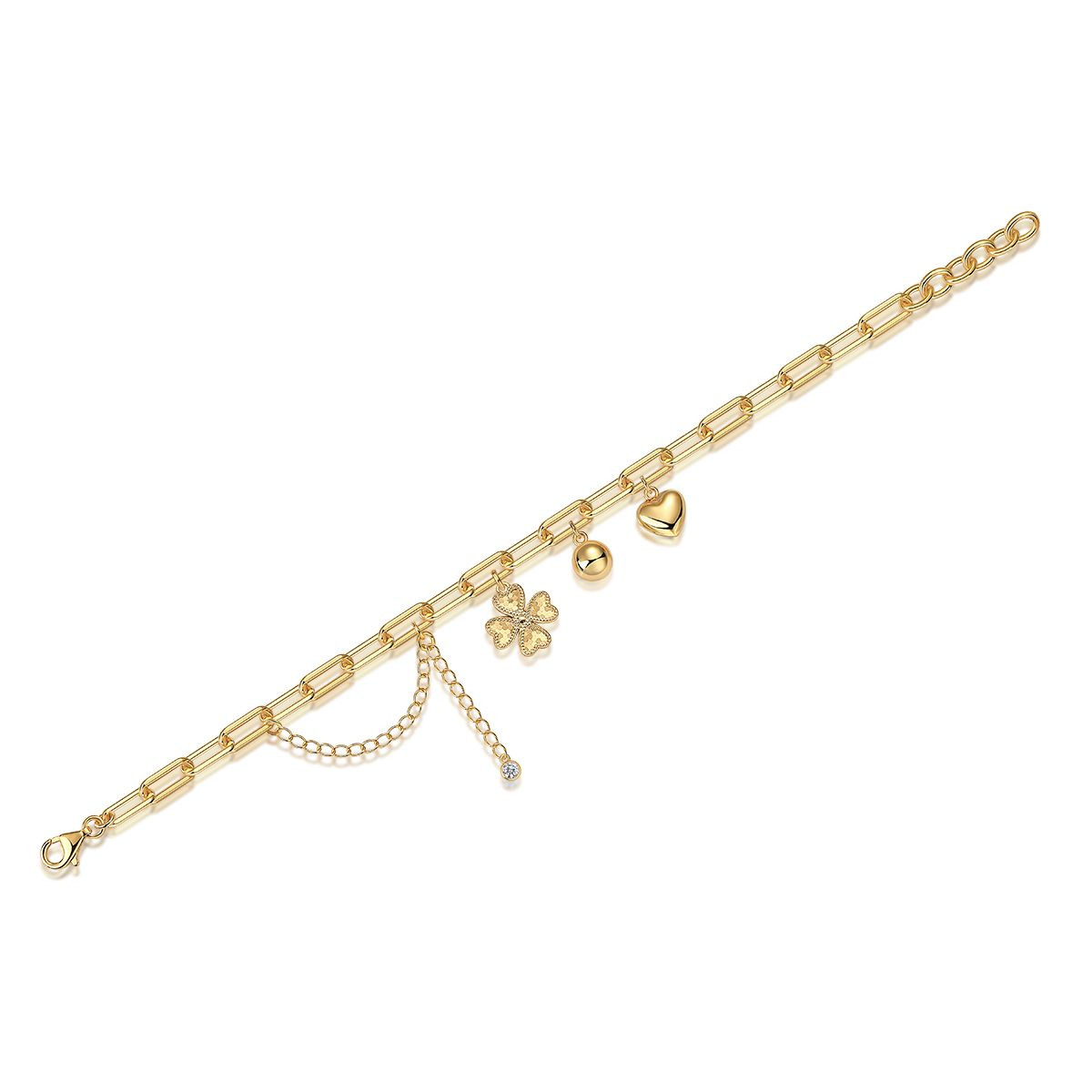 Lucky Heart Bead - Made of morganite, 925 sterling silver and platinum-plated diamonds, it is a fashionable jewelry bracelet and a luxurious silver accessory.