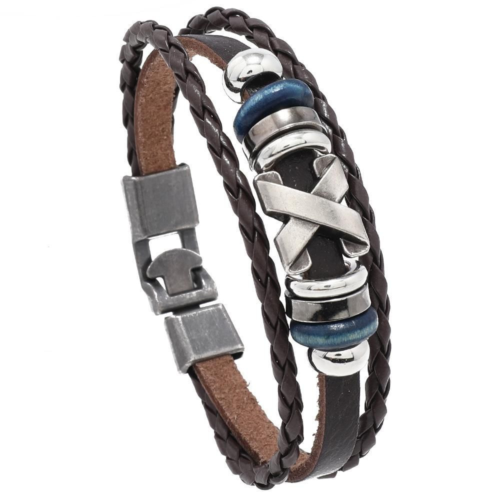 Personalized trend X -type accessories beaded bracelet Men's retro and simple pair of skinned handicular bracelet jewelry