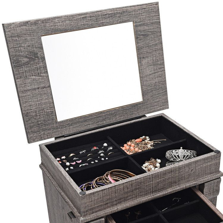 1PC Standing Jewelry Cabinet with 5 Drawers and Top Flip Mirror