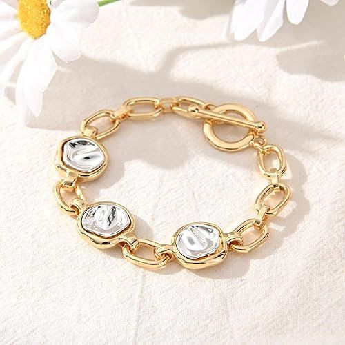 14K Gold and Silver Plated Special Cain Link with Toggle Clasp Closure in Daily or Party for Women Fashion Jewelry Gifts