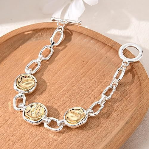 14K Gold and Silver Plated Special Cain Link with Toggle Clasp Closure in Daily or Party for Women Fashion Jewelry Gifts