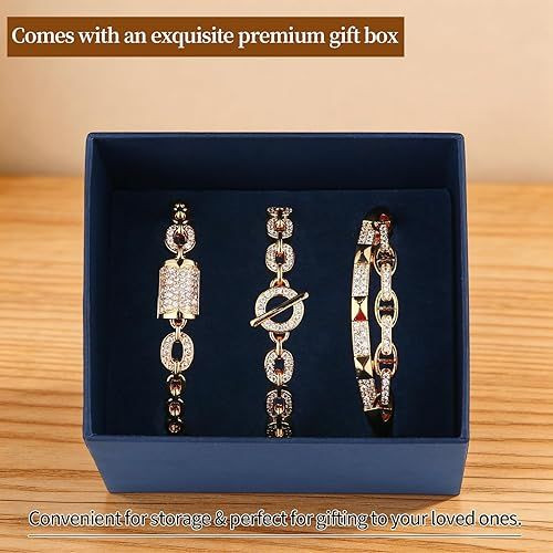 18K Gold Plated Bangles Bracelet Set for Women, 3 Pack Zinc Alloy with 3A Zircon Bangle, Dainty Vintage Trendy, Waterproof, Non Tarnish, Fashion Jewelry Accessories for Women, Ideal Gift, Party Favors