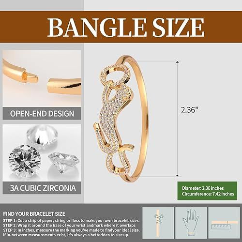 18K Gold Plated Bangles Bracelet Set for Women, 3 Pack Zinc Alloy with 3A Zircon Bangle, Dainty Vintage Trendy, Waterproof, Non Tarnish, Fashion Jewelry Accessories for Women, Ideal Gift, Party Favors