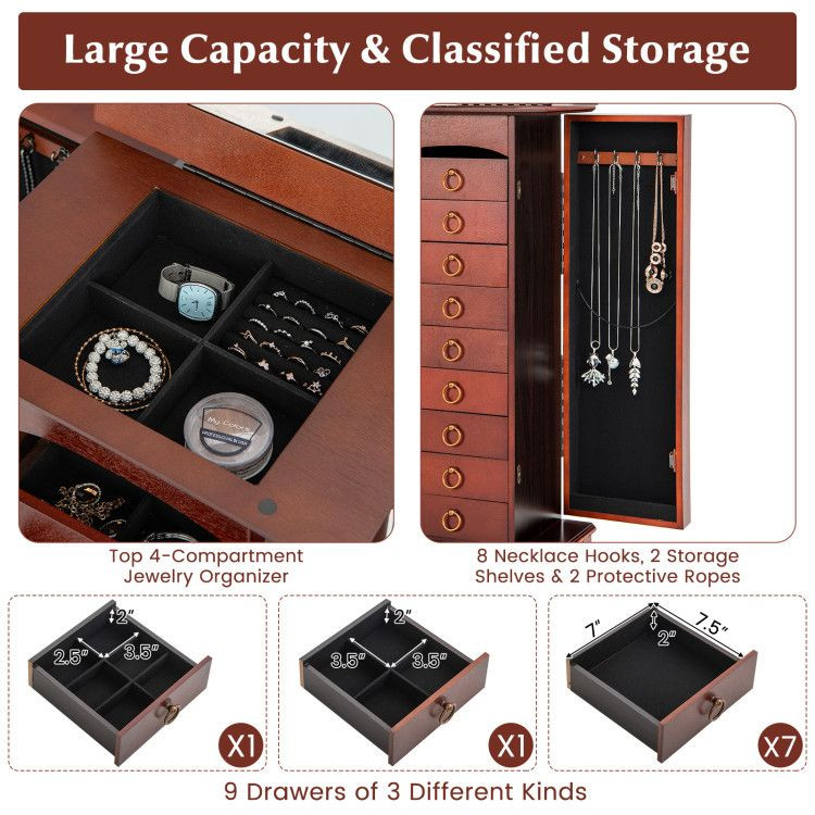 1PC Large Capacity Jewelry Storage Cabinet with 9 Drawers