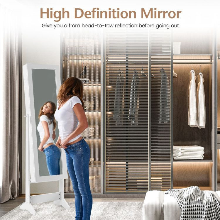 Mirrored Standing Jewelry Cabinet Storage Box