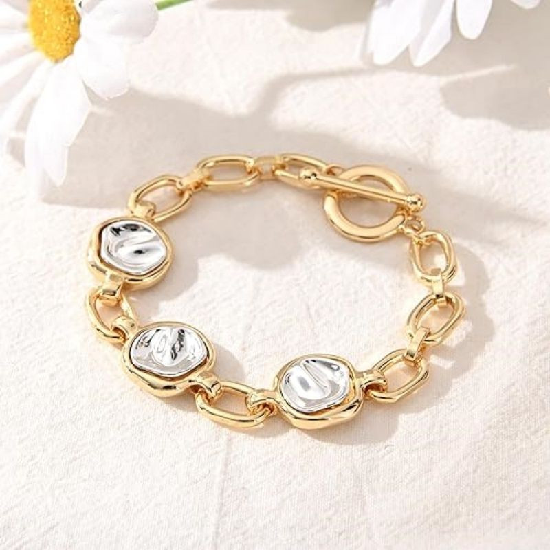 14K Gold and Silver Plated Special Cain Link with Toggle Clasp Closure in Daily or Party for Women Fashion Jewelry Gifts