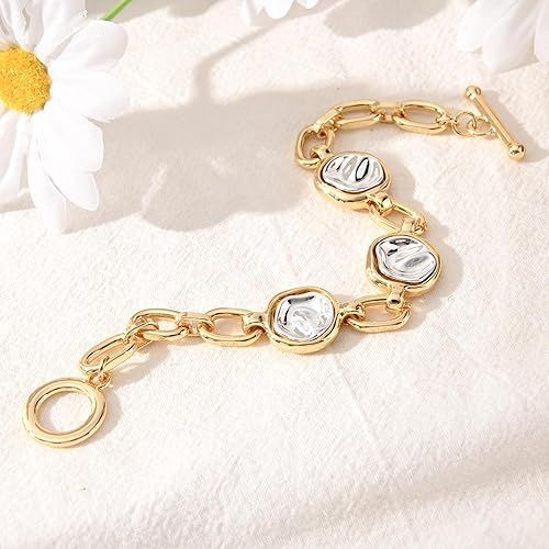 14K Gold and Silver Plated Special Cain Link with Toggle Clasp Closure in Daily or Party for Women Fashion Jewelry Gifts