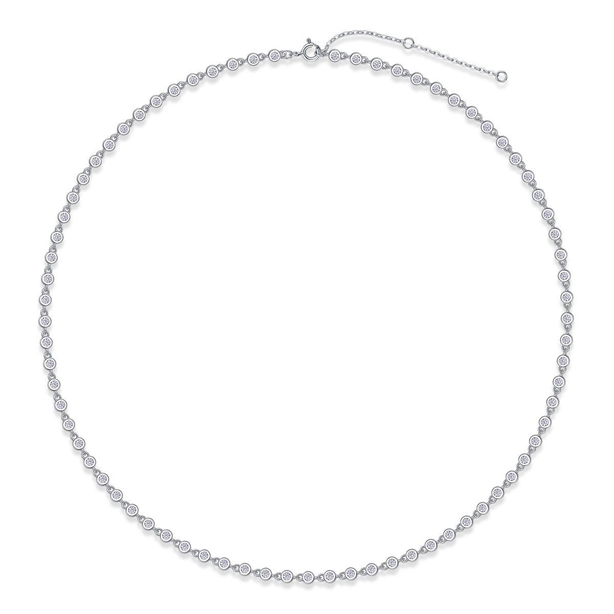 Round Center Verse - A fashionable and popular jewelry necklace pendant set, featuring Monnes stone, made of 925 silver and plated with platinum diamonds