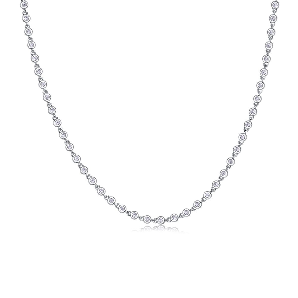 Round Center Verse - A fashionable and popular jewelry necklace pendant set, featuring Monnes stone, made of 925 silver and plated with platinum diamonds
