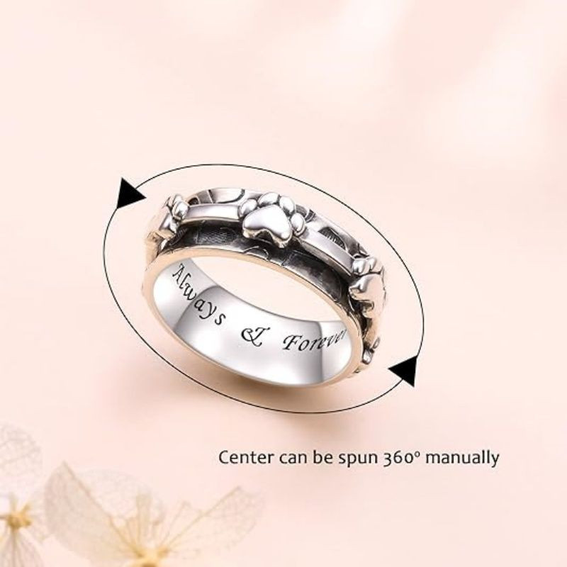 Anxiety Relieve Rings 925 Sterling Silver Spinner Fidget Ring Worry Stress Relieving Boredom ADHD Autism Ring Platinum Plated Jewelry Birthday Gifts for Women Men