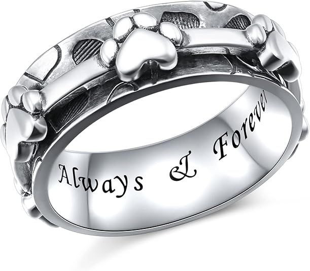 Anxiety Relieve Rings 925 Sterling Silver Spinner Fidget Ring Worry Stress Relieving Boredom ADHD Autism Ring Platinum Plated Jewelry Birthday Gifts for Women Men