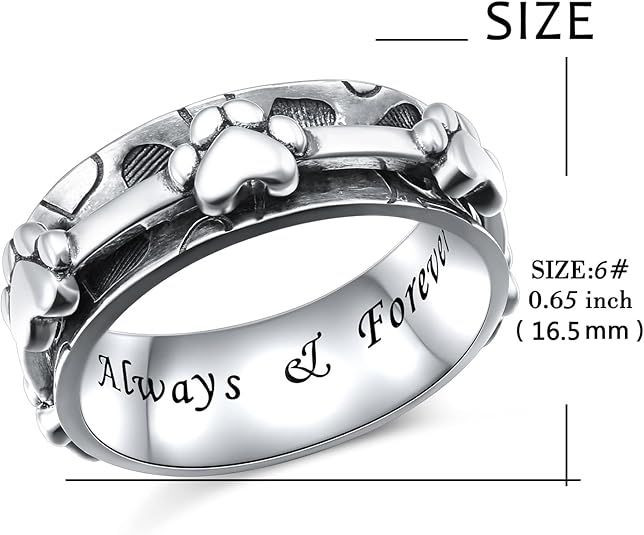 Anxiety Relieve Rings 925 Sterling Silver Spinner Fidget Ring Worry Stress Relieving Boredom ADHD Autism Ring Platinum Plated Jewelry Birthday Gifts for Women Men