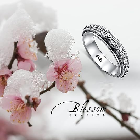 Anxiety Relieve Rings 925 Sterling Silver Spinner Fidget Ring Worry Stress Relieving Boredom ADHD Autism Ring Platinum Plated Jewelry Birthday Gifts for Women Men