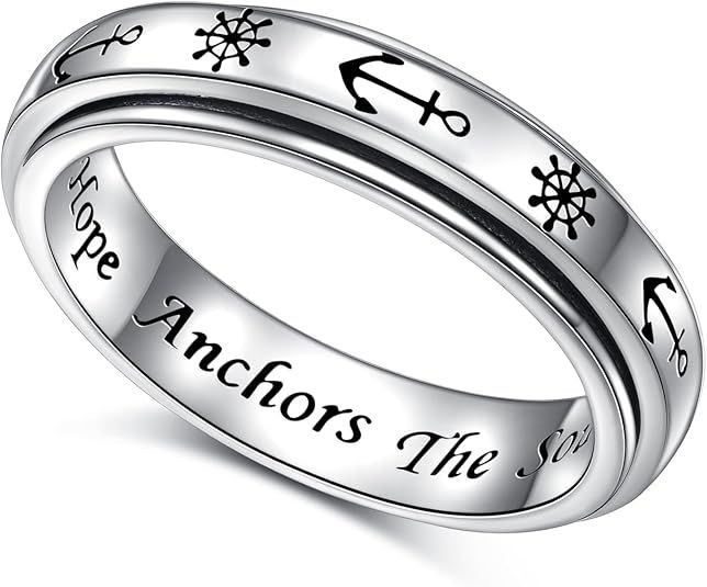 Anxiety Relieve Rings 925 Sterling Silver Spinner Fidget Ring Worry Stress Relieving Boredom ADHD Autism Ring Platinum Plated Jewelry Birthday Gifts for Women Men
