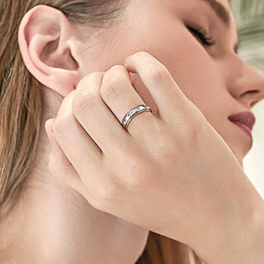 Anxiety Relieve Rings 925 Sterling Silver Spinner Fidget Ring Worry Stress Relieving Boredom ADHD Autism Ring Platinum Plated Jewelry Birthday Gifts for Women Men