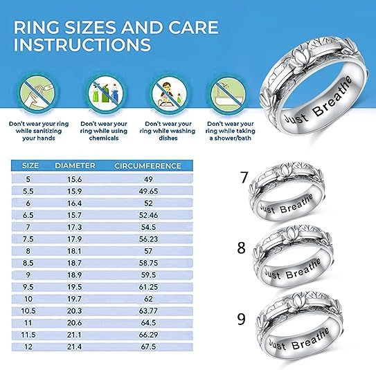 Anxiety Relieve Rings 925 Sterling Silver Spinner Fidget Ring Worry Stress Relieving Boredom ADHD Autism Ring Platinum Plated Jewelry Birthday Gifts for Women Men