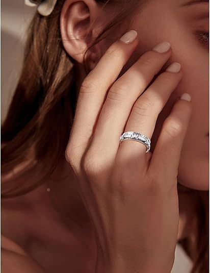 Anxiety Relieve Rings 925 Sterling Silver Spinner Fidget Ring Worry Stress Relieving Boredom ADHD Autism Ring Platinum Plated Jewelry Birthday Gifts for Women Men