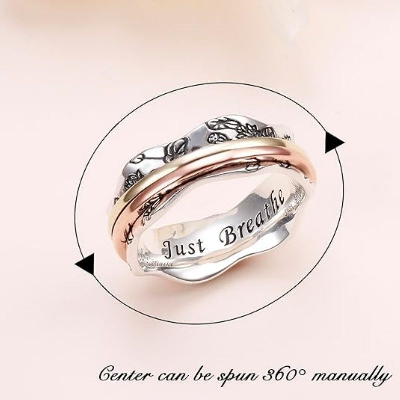 Anxiety Relieve Rings 925 Sterling Silver Spinner Fidget Ring Worry Stress Relieving Boredom ADHD Autism Ring Platinum Plated Jewelry Birthday Gifts for Women Men